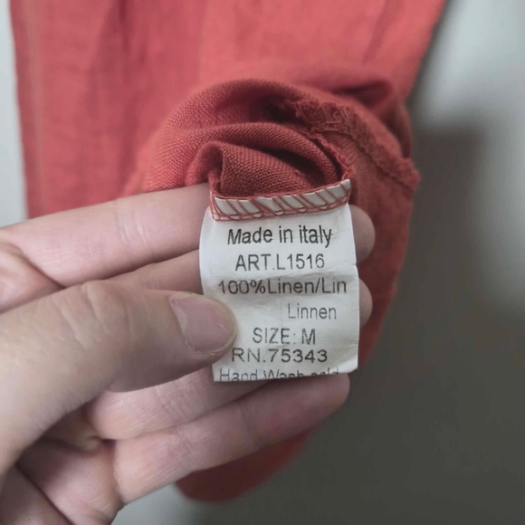 Lungo L'arno 100% Washable Italian Linen Coral Red Tank Top Beach Dress M - Picture 10 of 12
